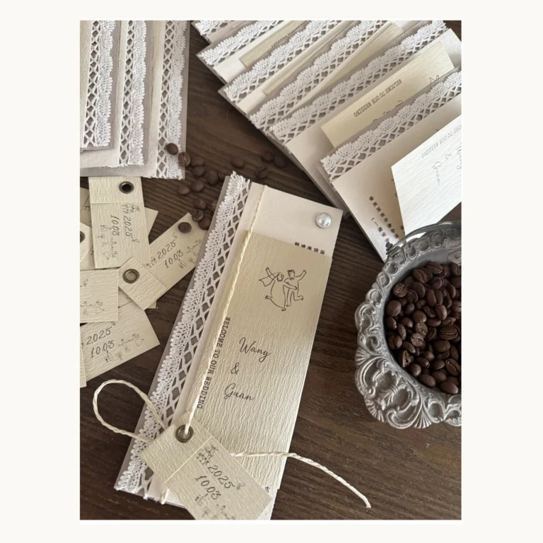Photograph of Lace Detail Neutral Wedding Invitations