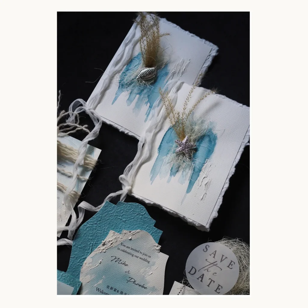 Photograph of Blue Whale Coastal Wedding Stationery