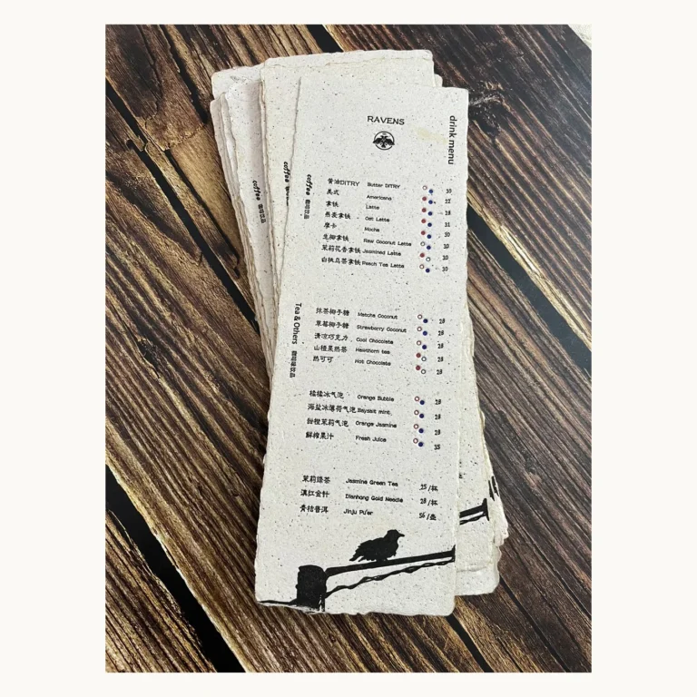 Photograph of Ravens Café Speckled Paper Menu