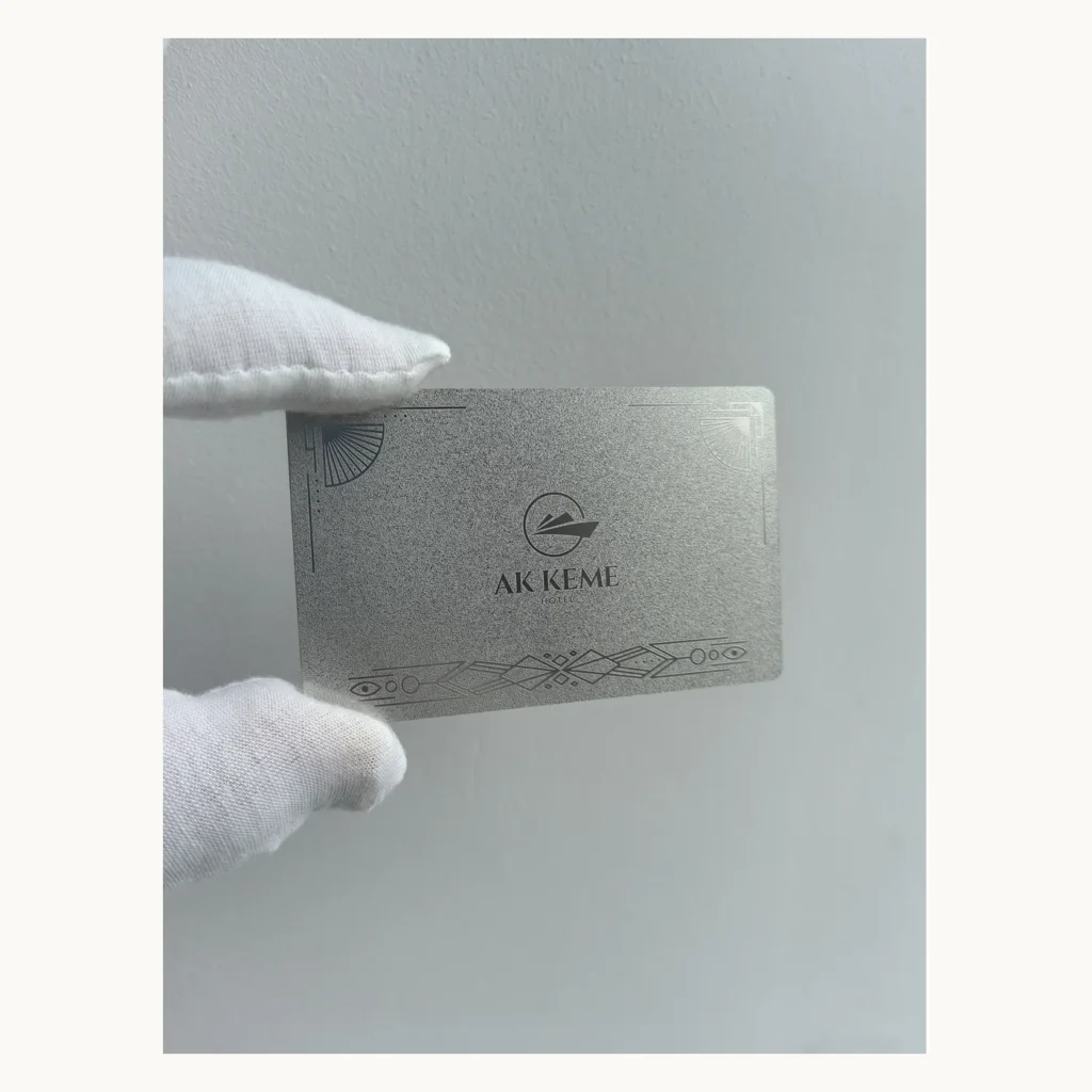 Photograph of Silver AK KEME Geometric Metal Card