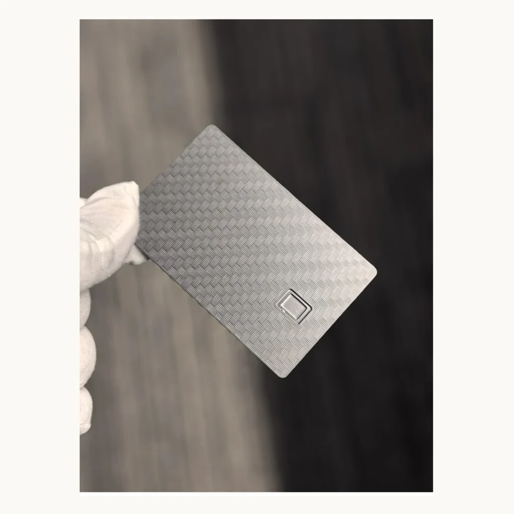 Photograph of Silver Diamond-Pattern Metal Card Back