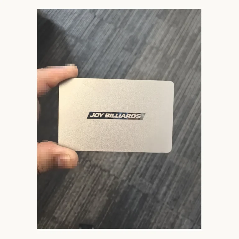 Photograph of JOY BILLIARDS Silver Metal Club Card