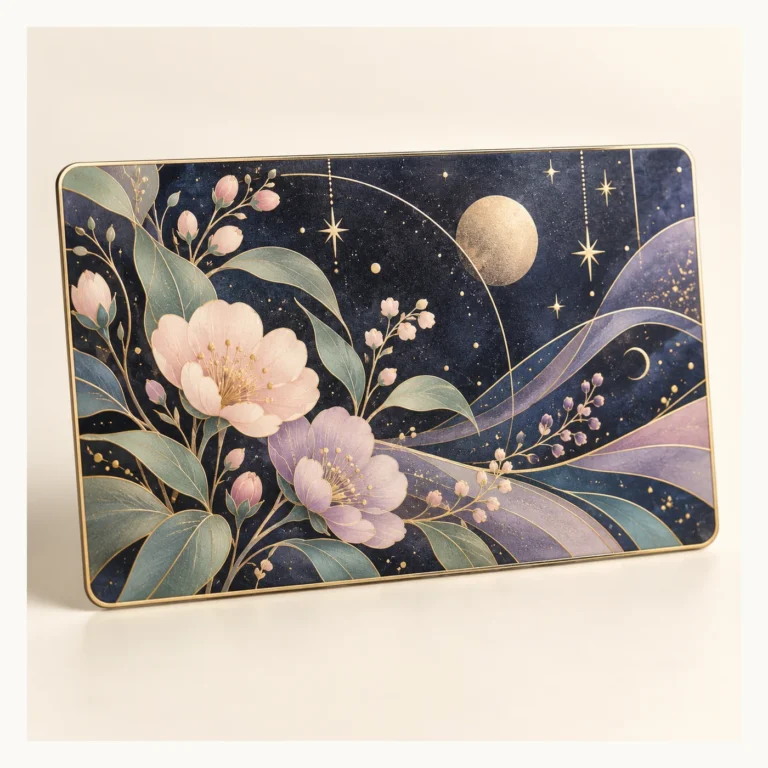 Digital concept rendering of Botanical Night Garden Metal Art Card Concept