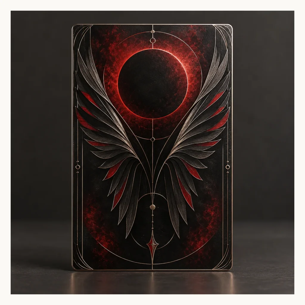 Digital concept rendering of Red Eclipse Metal Art Card Design Concept