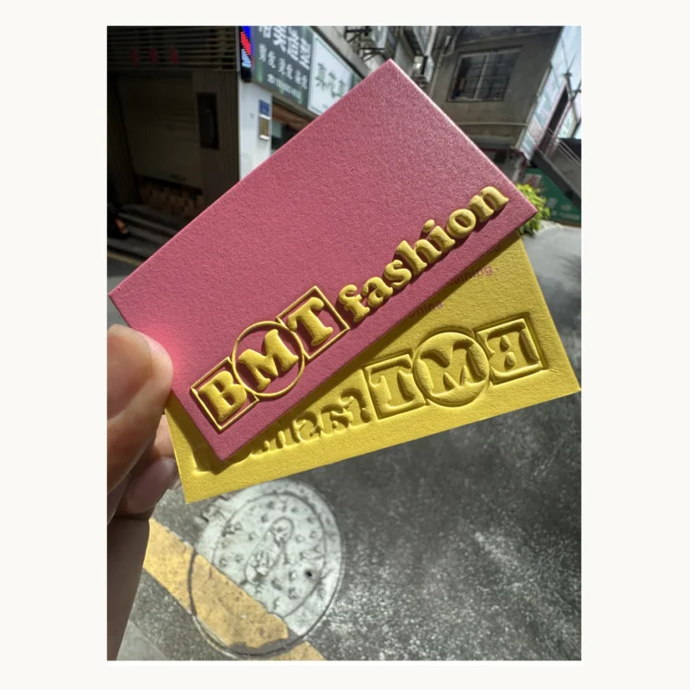 Photograph of BMT Fashion Pink and Gold Relief Cards