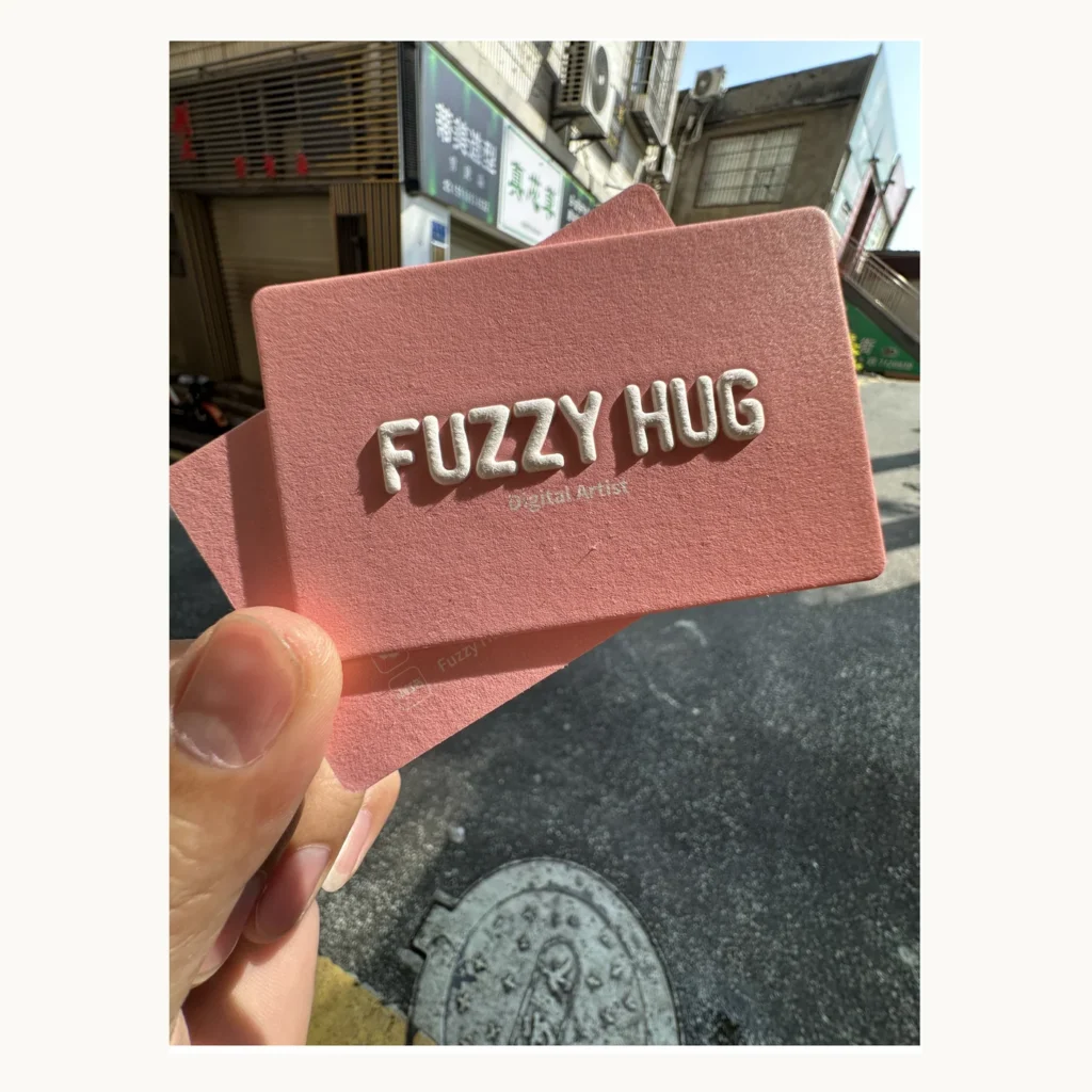 Photograph of FUZZY HUG Dusty-Pink Relief Business Cards