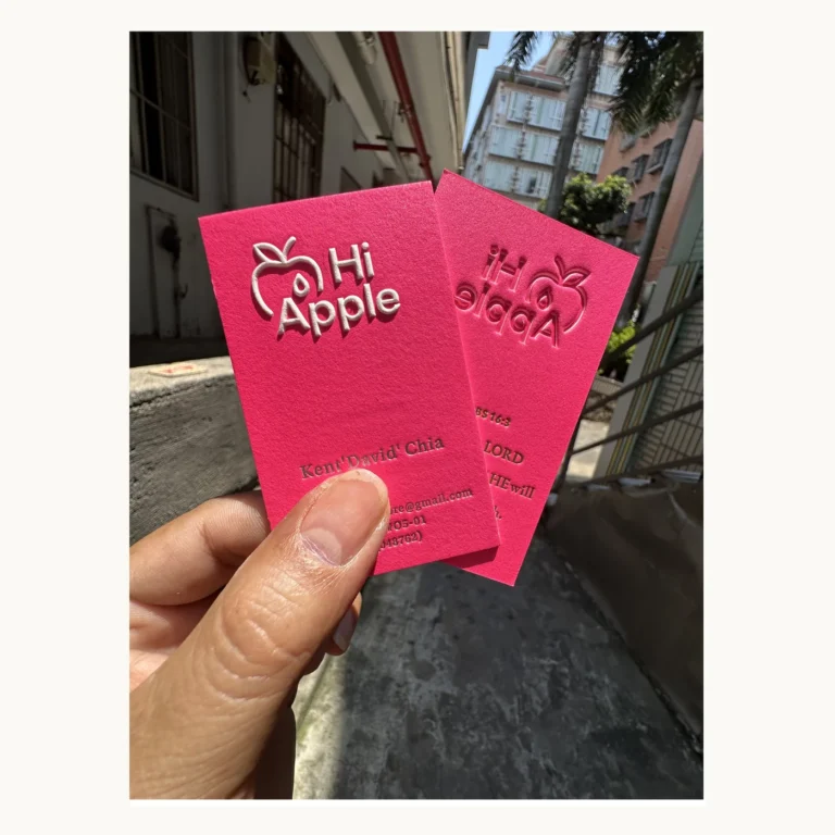 Photograph of Hot-Pink Hi Apple Relief Business Cards