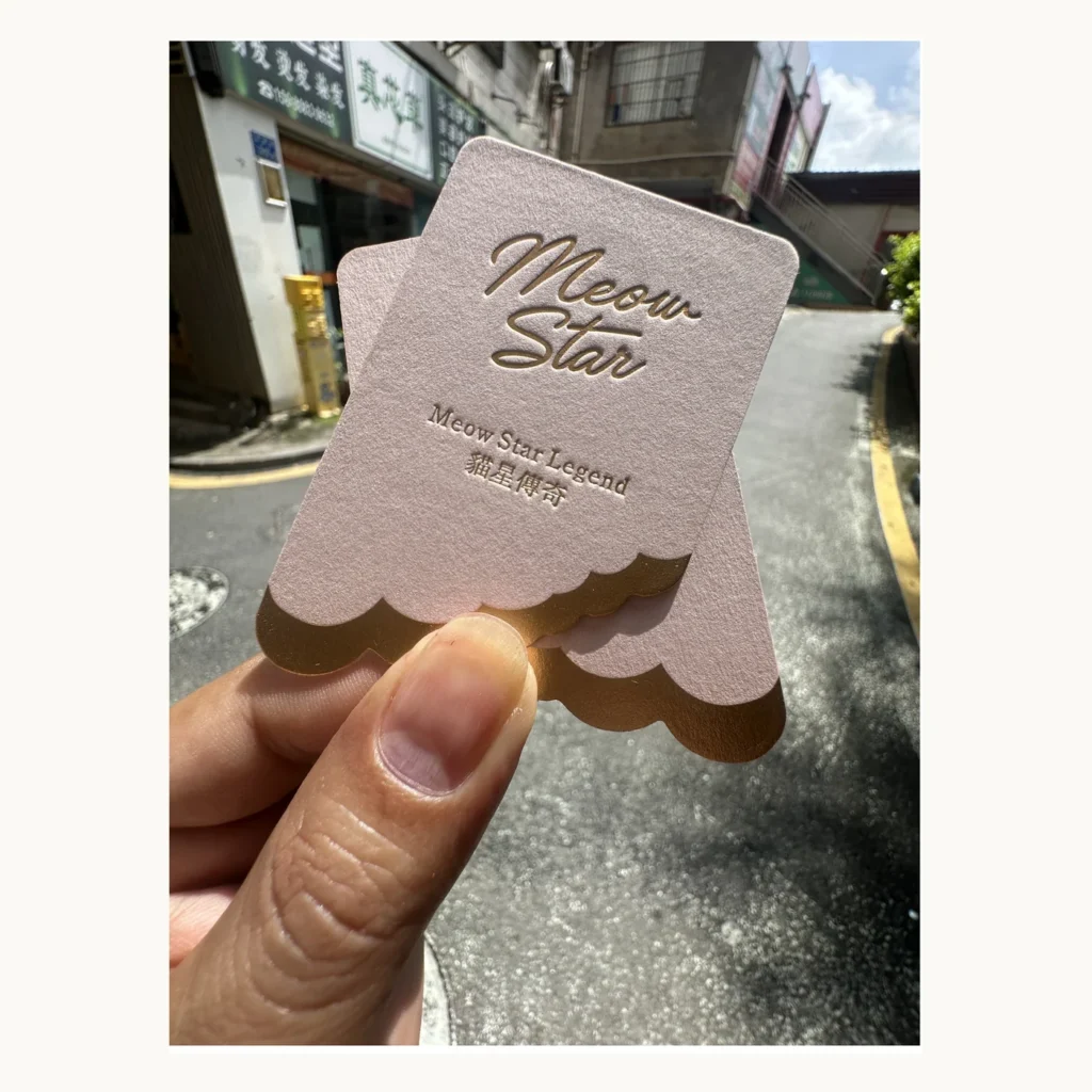Photograph of Meow Star Scallop-Edge Brand Cards