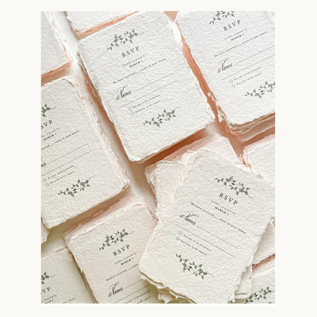Photograph of Botanical Deckle-Edge Wedding RSVP Cards