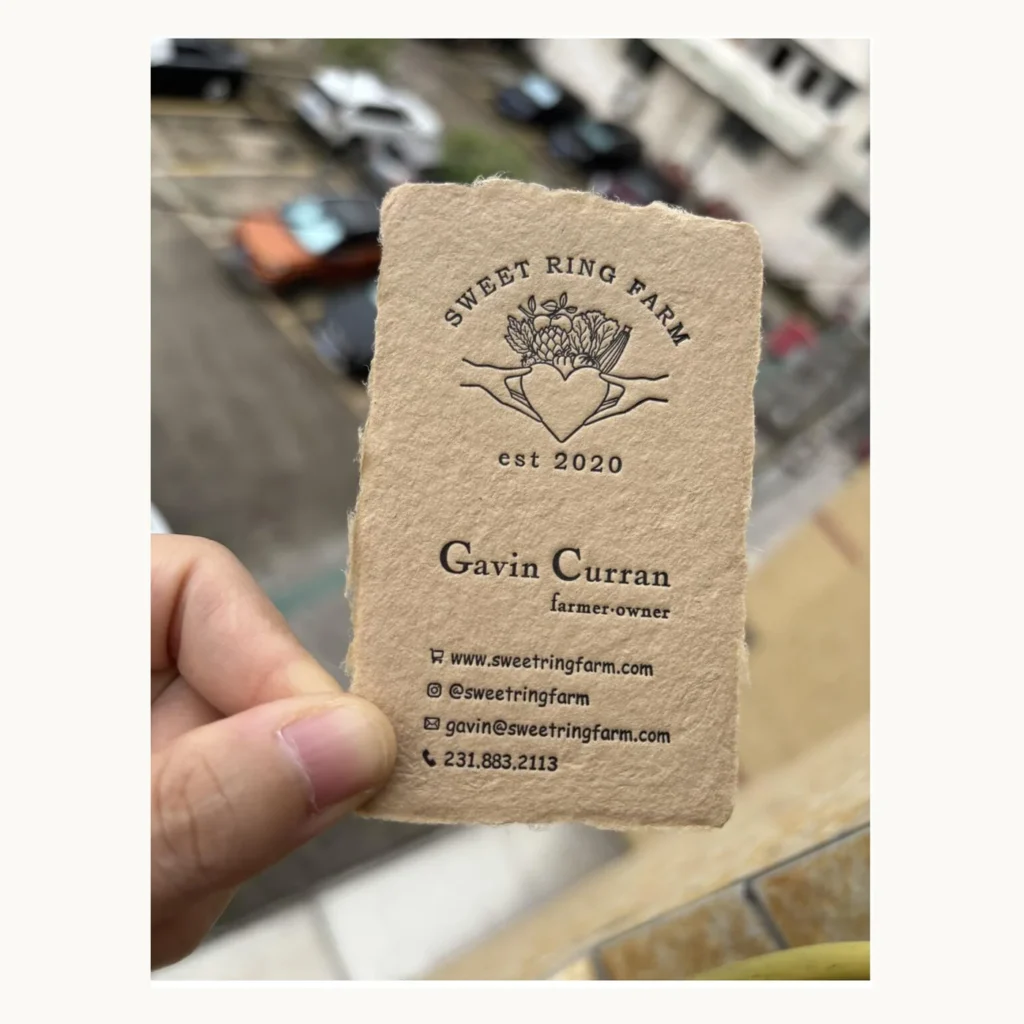 Photograph of Sweet Ring Farm Handmade-Paper Business Card