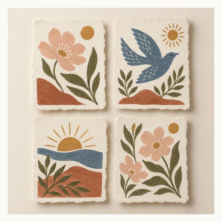 Digital concept rendering of Botanical Deckle Edge Art Card Design Concept