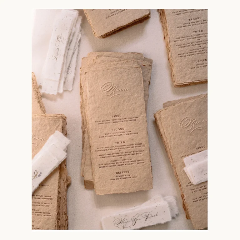 Photograph of Warm-Tan Deckle-Edge Dinner Menus