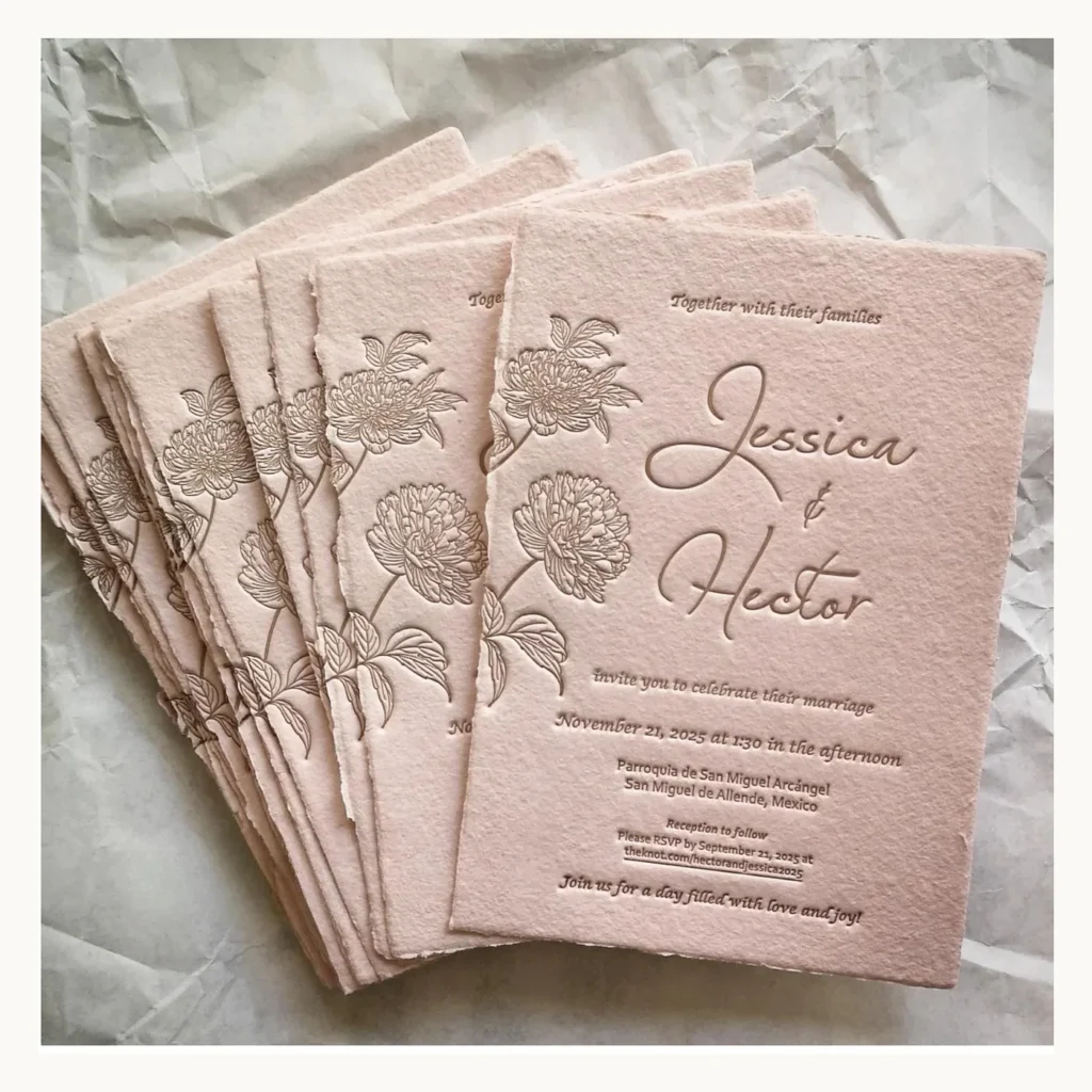 Photograph of Jessica and Hector Pink Floral Wedding Invitations