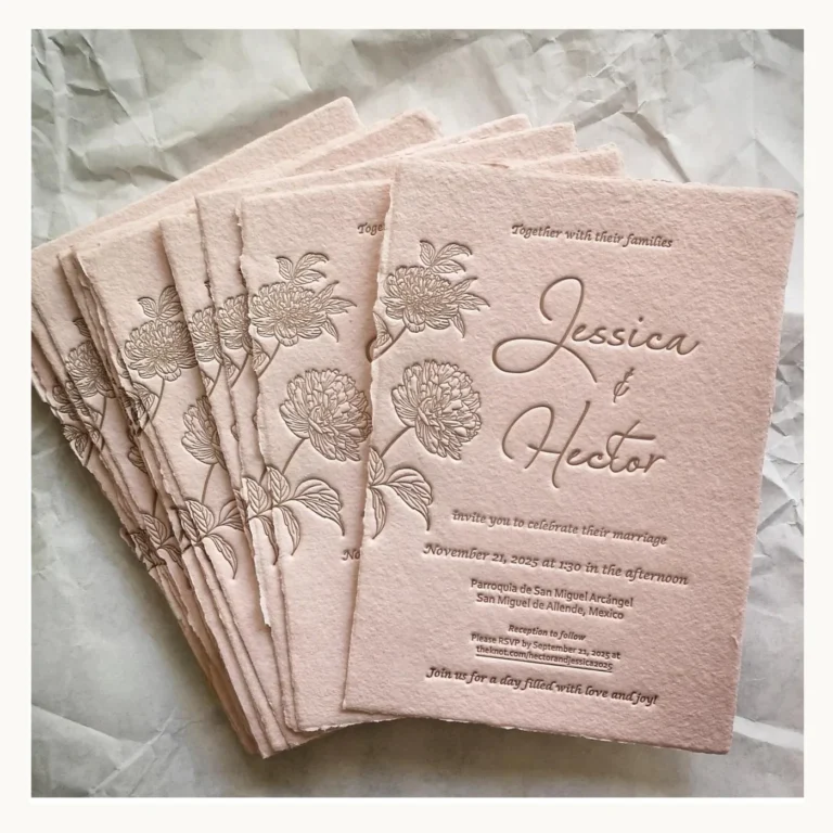 Photograph of Jessica and Hector Pink Floral Wedding Invitations