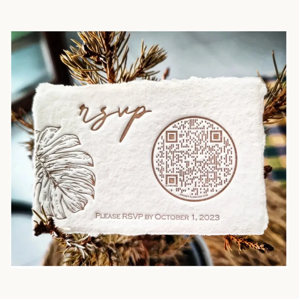 Photograph of Botanical QR RSVP Wedding Card