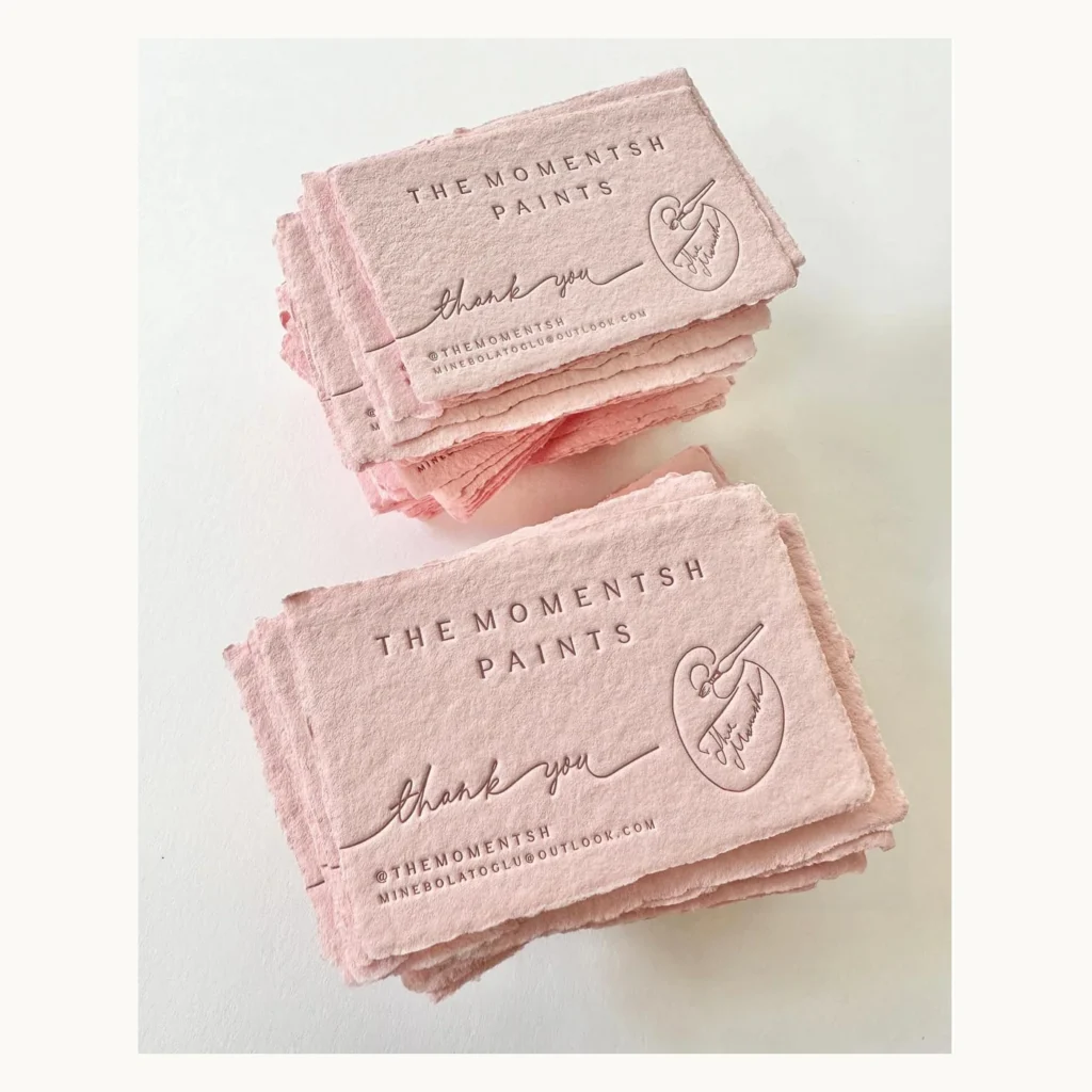 Photograph of The Momentsh Paints Pink Handmade-Paper Cards