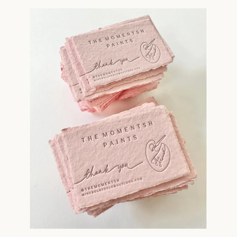 Photograph of The Momentsh Paints Pink Handmade-Paper Cards