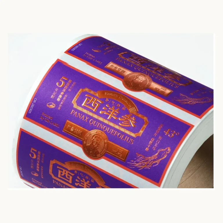 Photograph of Purple Ginseng Labels with Copper Foil Detail