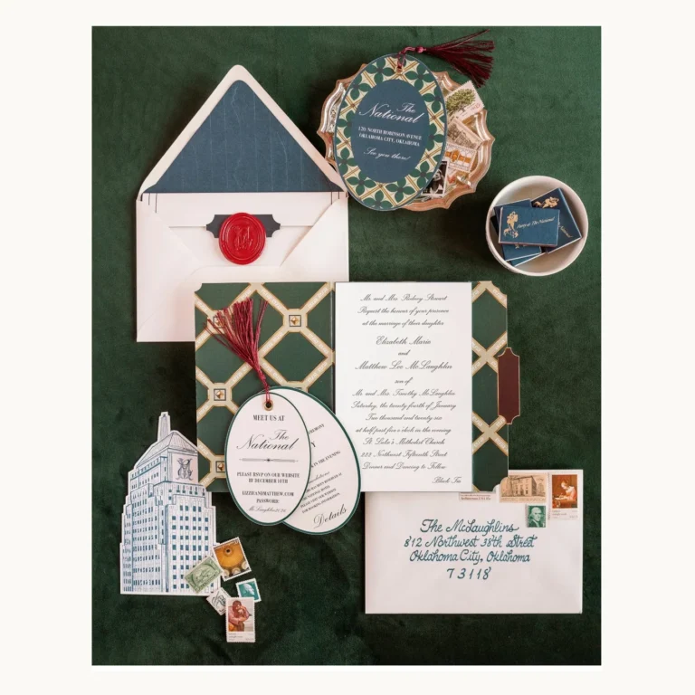 Photograph of Dark Green Manor Wedding Invitation Suite