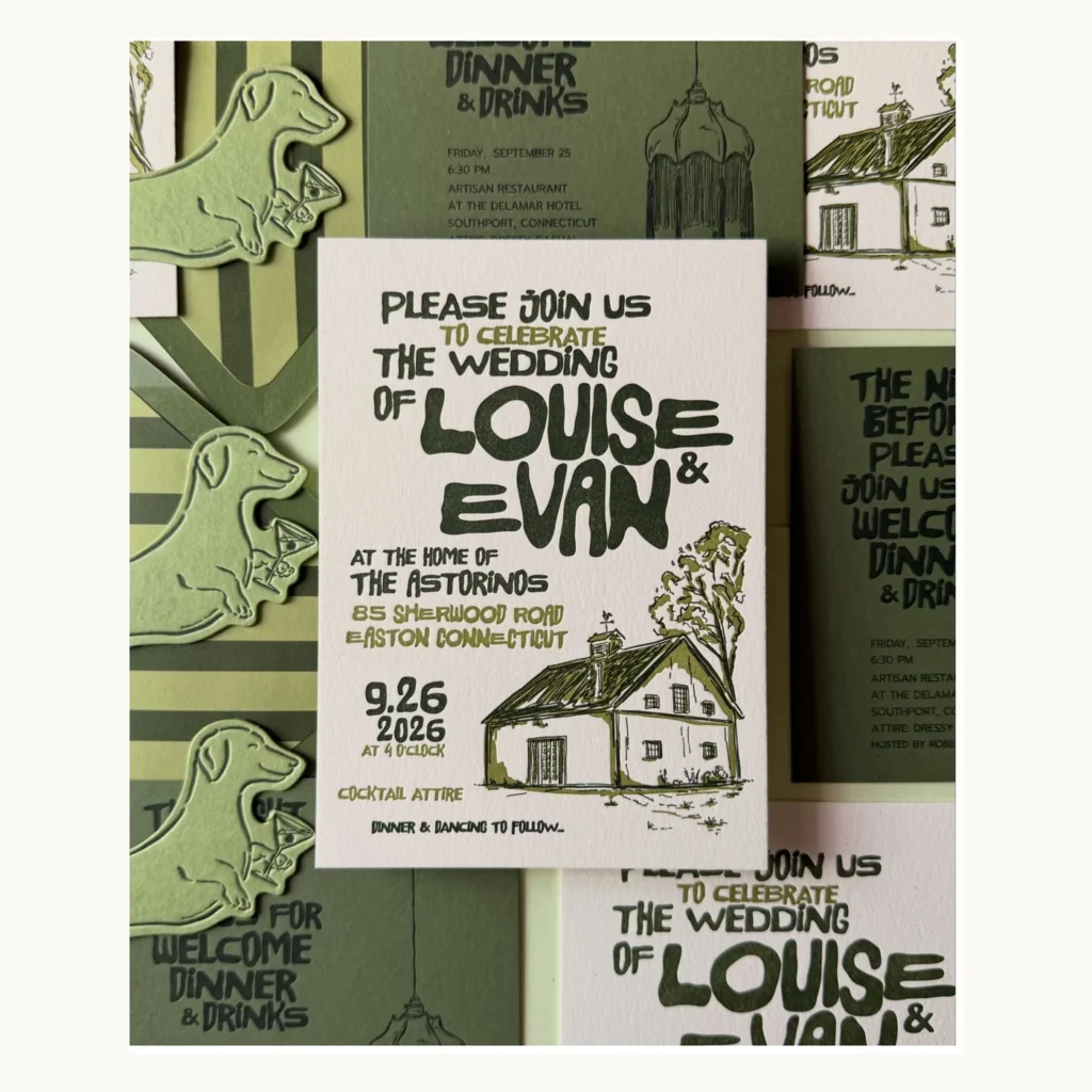 Photograph of Olive Green Cottage Wedding Invitations