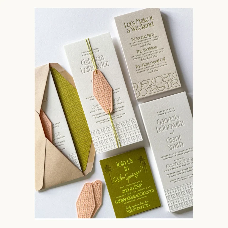 Photograph of Green Botanical Embossed Wedding Invitations