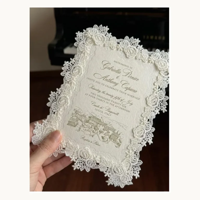 Photograph of Ivory Lace Border Wedding Invitations