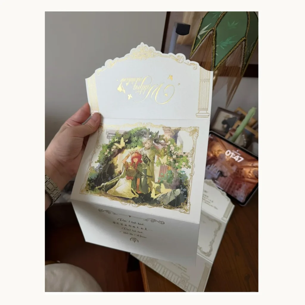 Photograph of Garden Illustration Foil Wedding Invitations