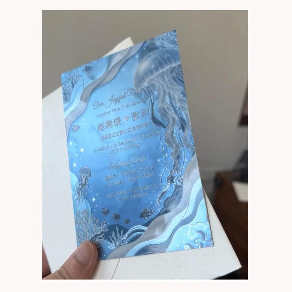 Photograph of Iridescent Blue Wedding Invitations