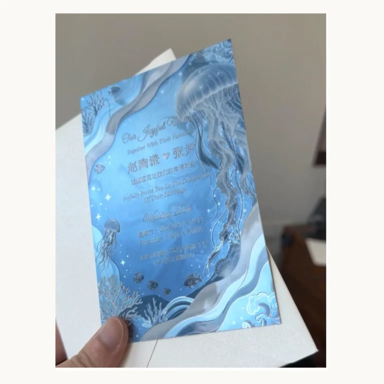 Photograph of Iridescent Blue Wedding Invitations