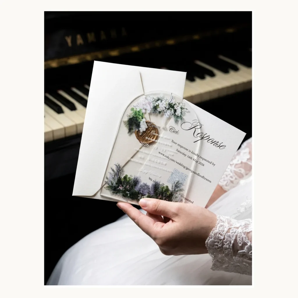 Photograph of Botanical Arch Acrylic Wedding Invitations