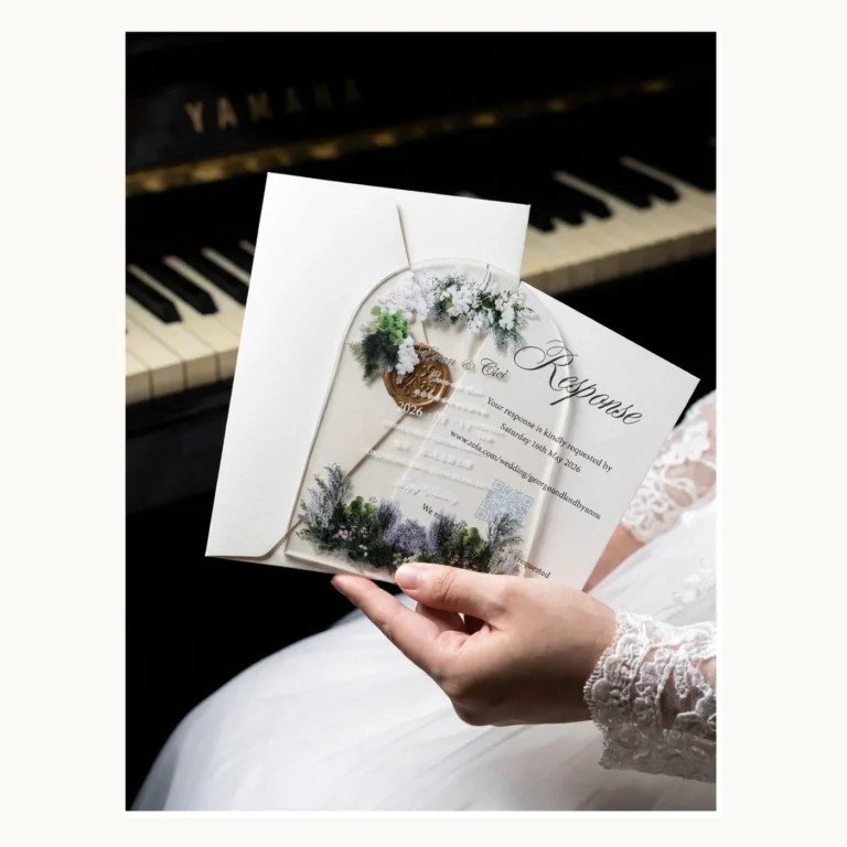 Photograph of Botanical Arch Acrylic Wedding Invitations