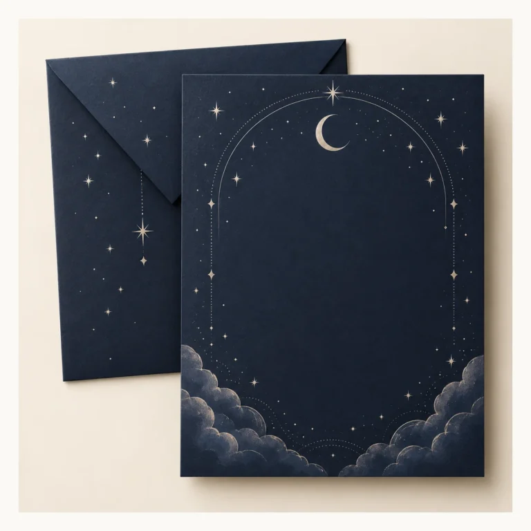 Digital concept rendering of Midnight Celestial Wedding Invitation Concept