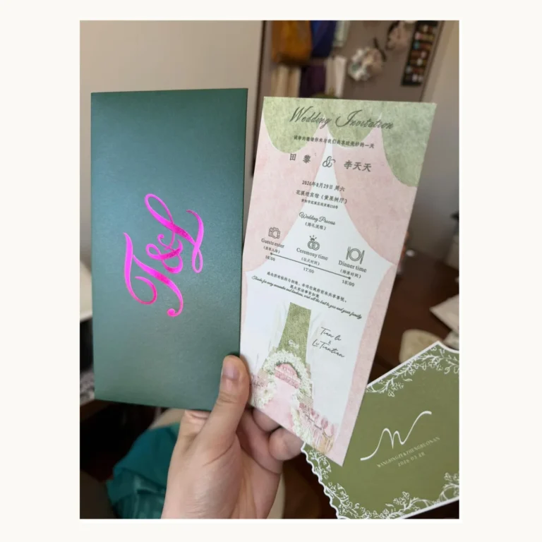 Photograph of Emerald and Pink Botanical Invitations