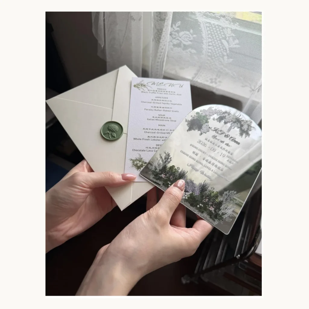 Photograph of Sage Arch Botanical Wedding Invitations