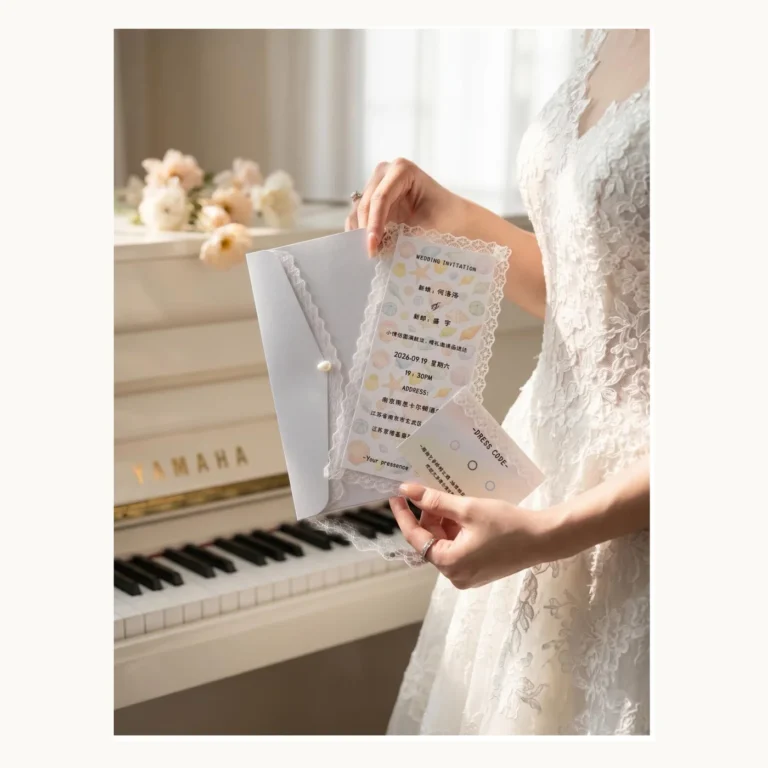 Photograph of Pearl Detail Wedding Invitation Cards