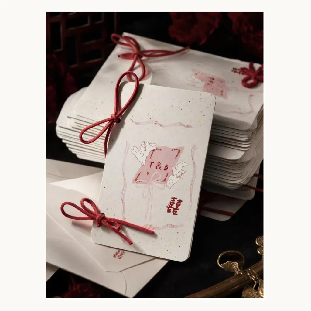 Photograph of Red Cord Chinese Wedding Invitations