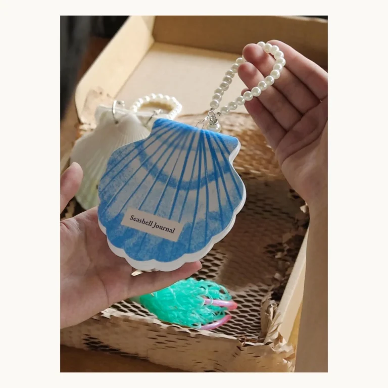 Photograph of Blue Shell-Shaped Beaded Notebook