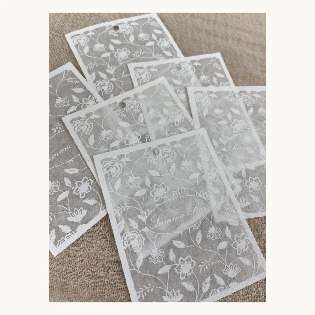 Photograph of Translucent Lace Womenswear Hang Tags
