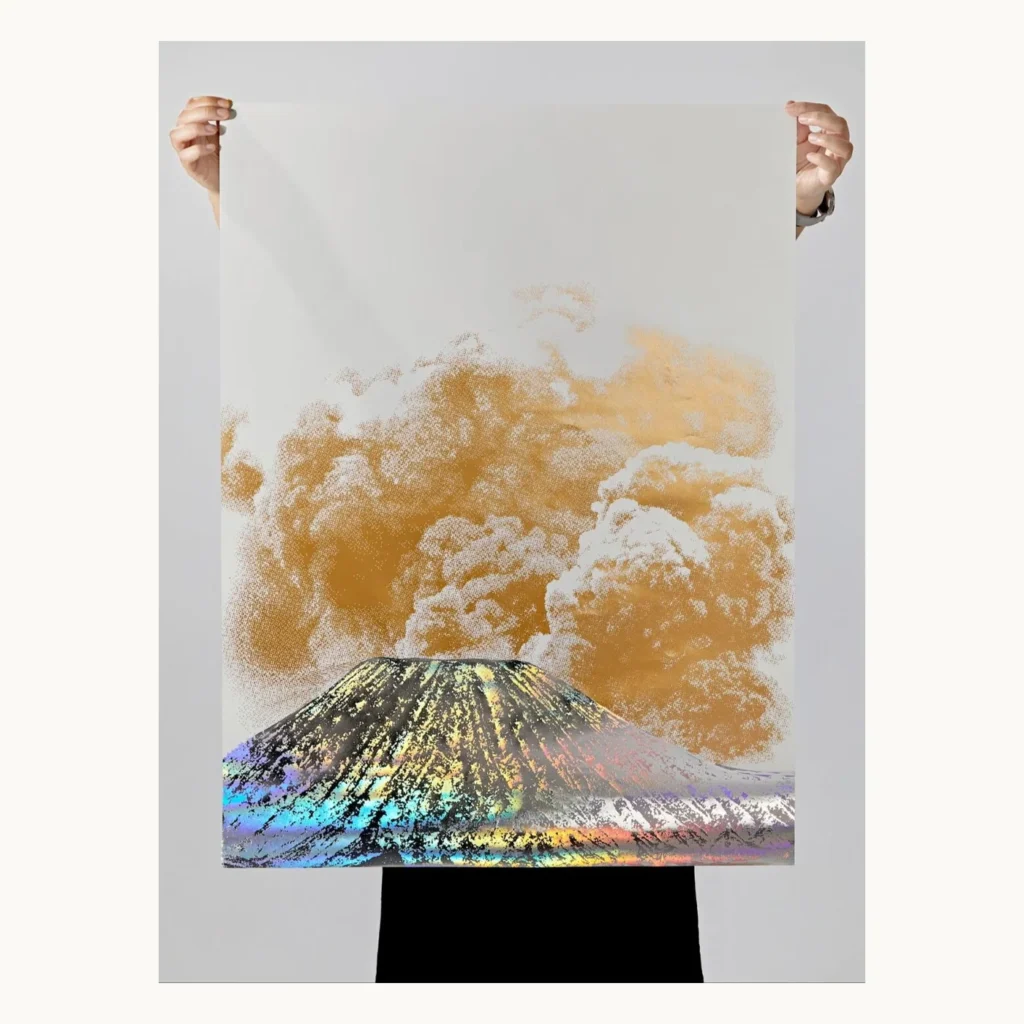 Photograph of Holographic Volcano Print Process Study