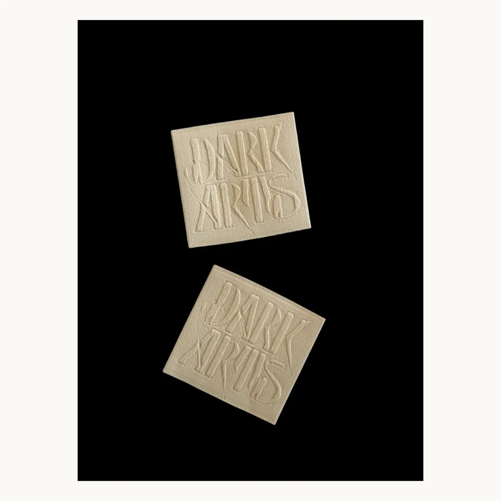 Photograph of Textured Cream Clothing Label Samples