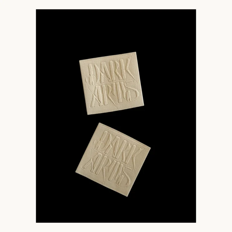 Photograph of Textured Cream Clothing Label Samples