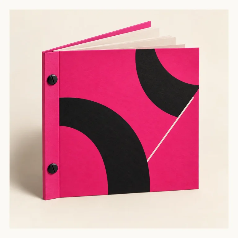 Digital concept rendering of Pink and Black Screw-Post Book Design Concept
