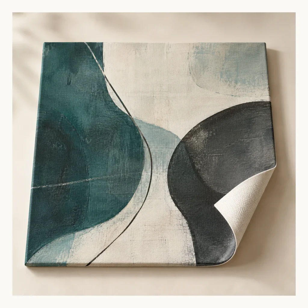Digital concept rendering of Teal Abstract Cotton Canvas Design Concept