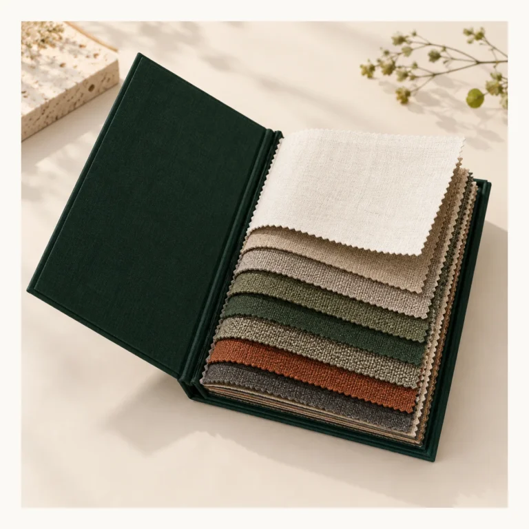 Digital concept rendering of Hardcover Fabric Sample Book Design Concept