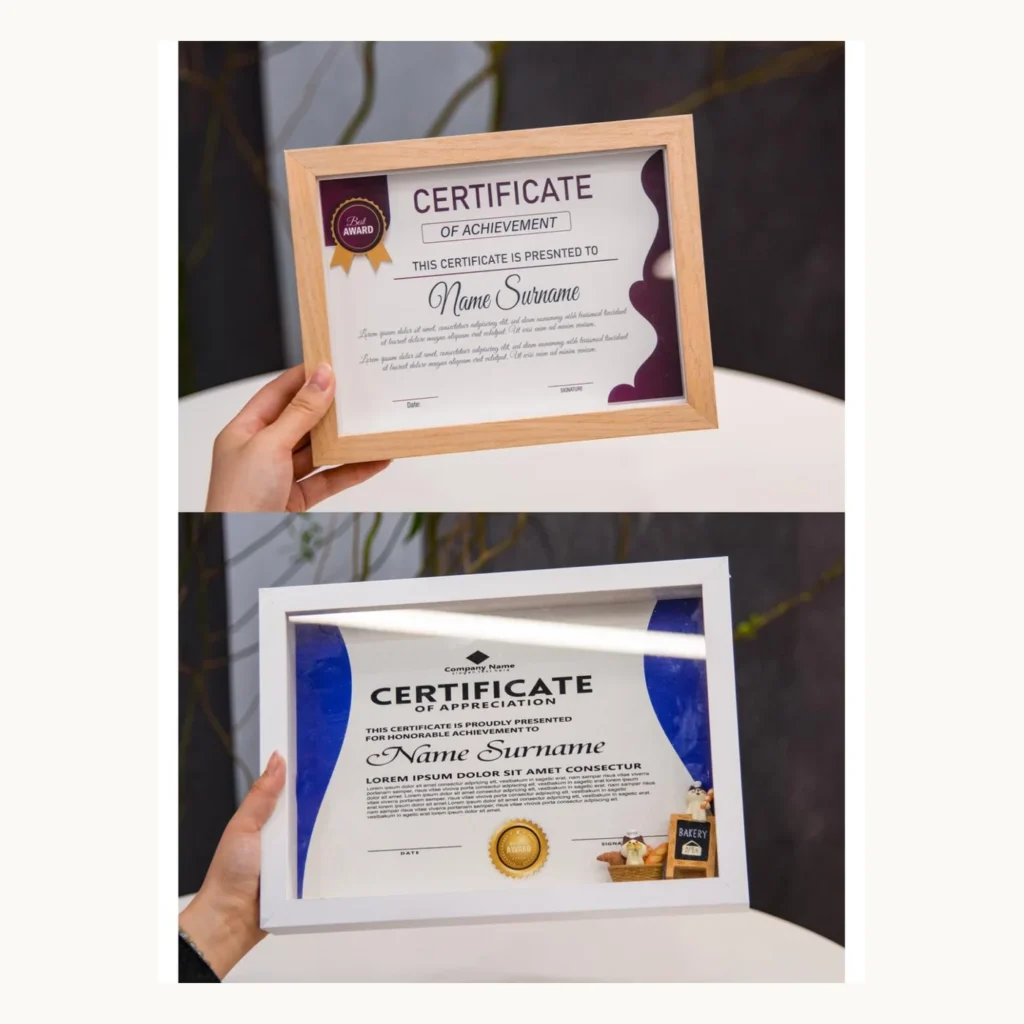 Photograph of Framed Graduation Certificate