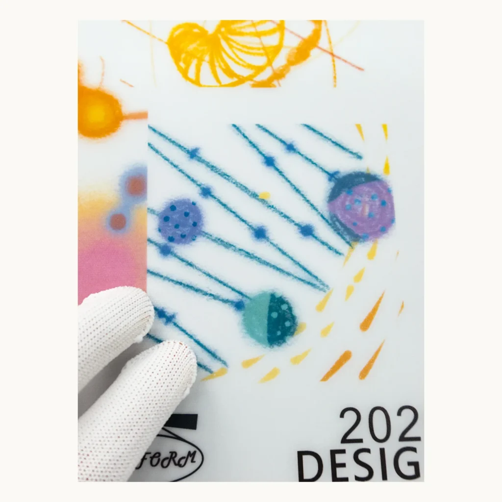 Photograph of Layered Transparent Film Print Samples